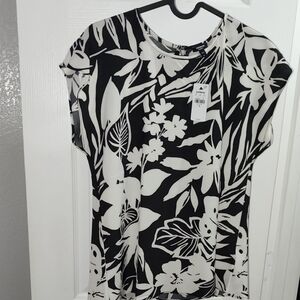 Chico's Black and White Floral Blouse